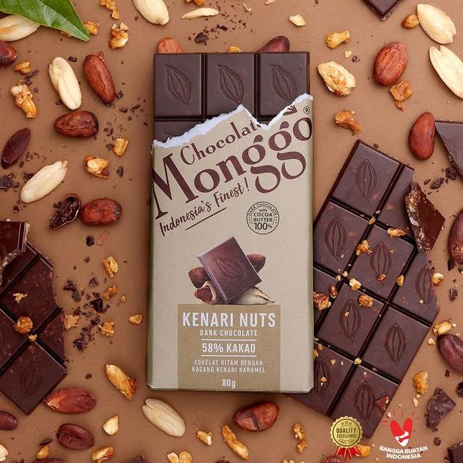 

Kenari Nuts & Dark Chocolate Monggo 80g Coklat Hitam Kacang Snack Sehat Termurah