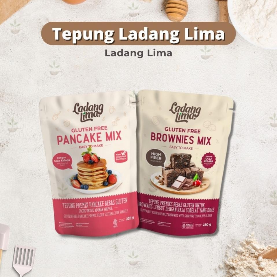 

Ladang Lima Tepung Pancake Mix Brownies Mix Gluten Free 220Gr Tepung Pancake Mix Brownies Mix