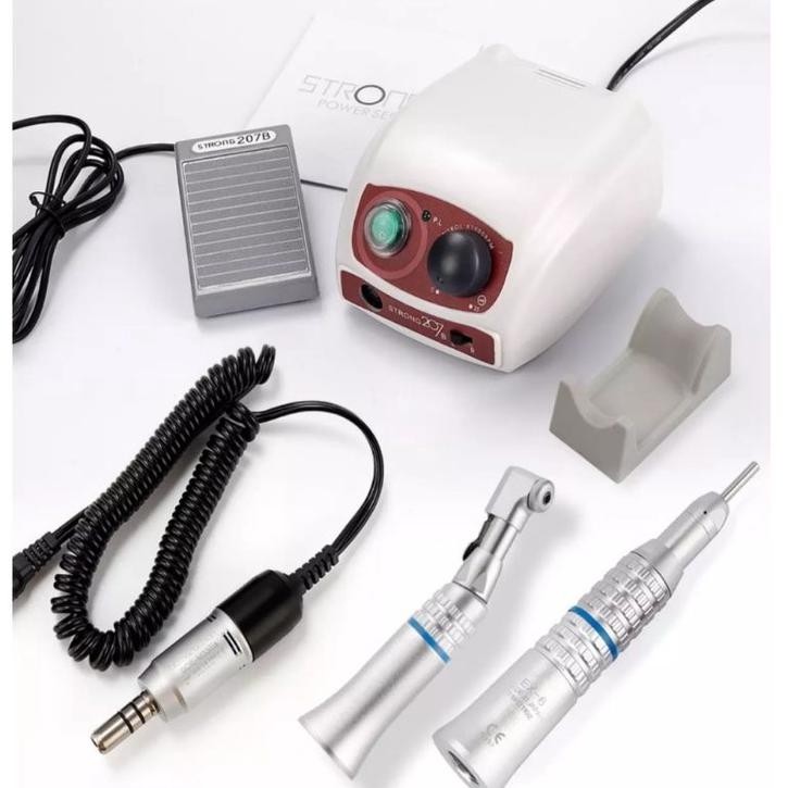 DENTAL MICROMOTOR MIKROMOTOR STRONG 207B PAKET LENGKAP STRAIGHT & CONTRA NSK