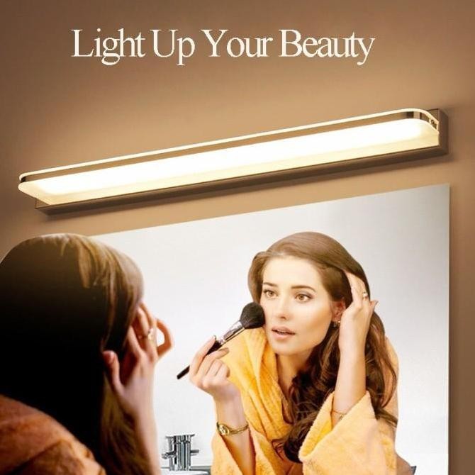 Lampu LED Cermin Kamar Mandi Tempel Dinding Panjang Stainless Steel