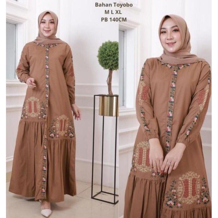 Baju Gamis Bordir Fashion Katun Toyobo Model Pintu Aceh