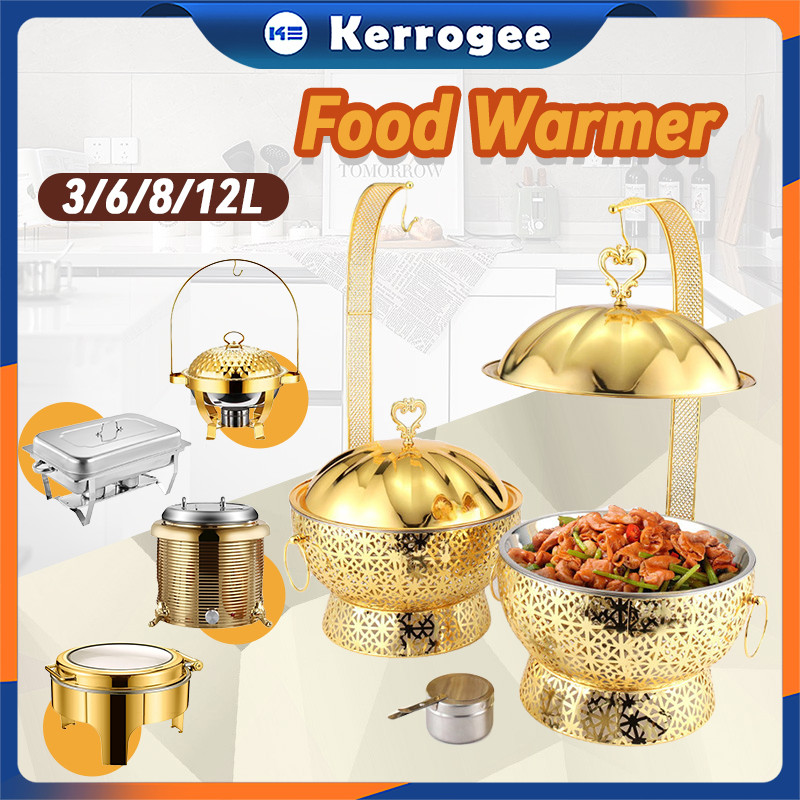 Prasmanan Bulat Rolltop Renda Berlian Commercial Food Warmer chafing dish Emas/perak Kenduri Panci P