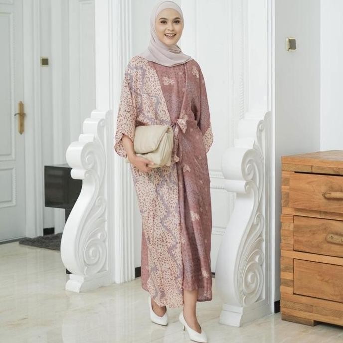 Baju Batik Wanita Dress Kaftan Batik Hijab Syari Muslim Jumbo Modern