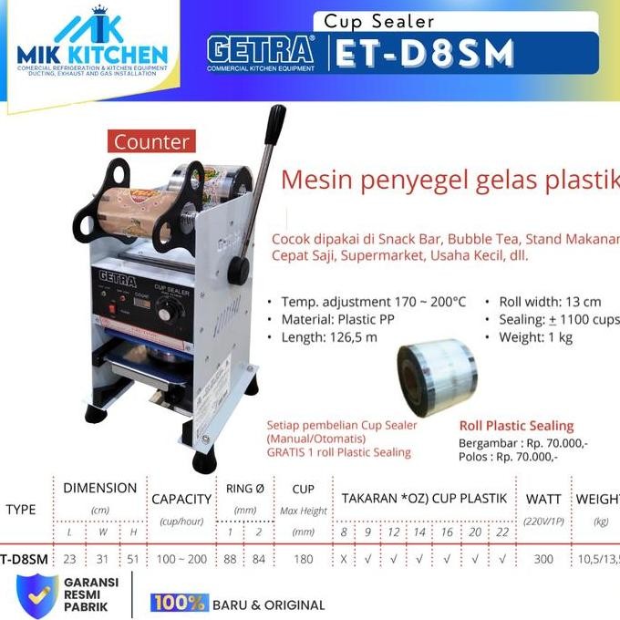 Manual Cup Sealer GETRA ET-D8S / Mesin Cup Minuman