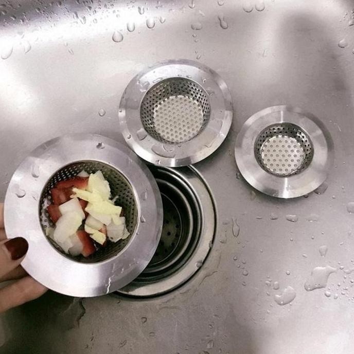 Saringan Penutup Lubang Wastafel Sink Cuci Piring Anti Tersumbat Stainless Steel 7Cm 9Cm 11,5Cm