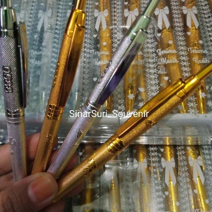

tersedia souvenir pulpen emas perak 50pcs - mika cantik | stationery gold silver