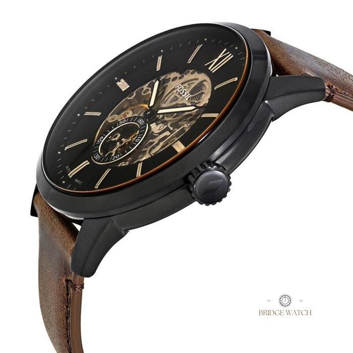 Jam Tangan Fossil Townsman Automatic Pria Analog Brown Leather Casual Sporty Original Me3155