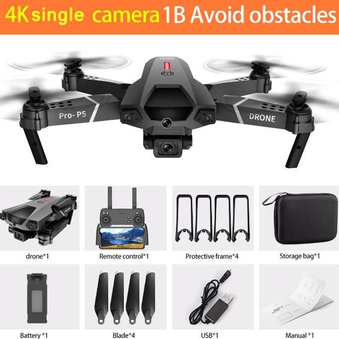 SABAR (BISA COD) P5 Drone 4K Dual Camera Mini Drone P5 Pro Professiona