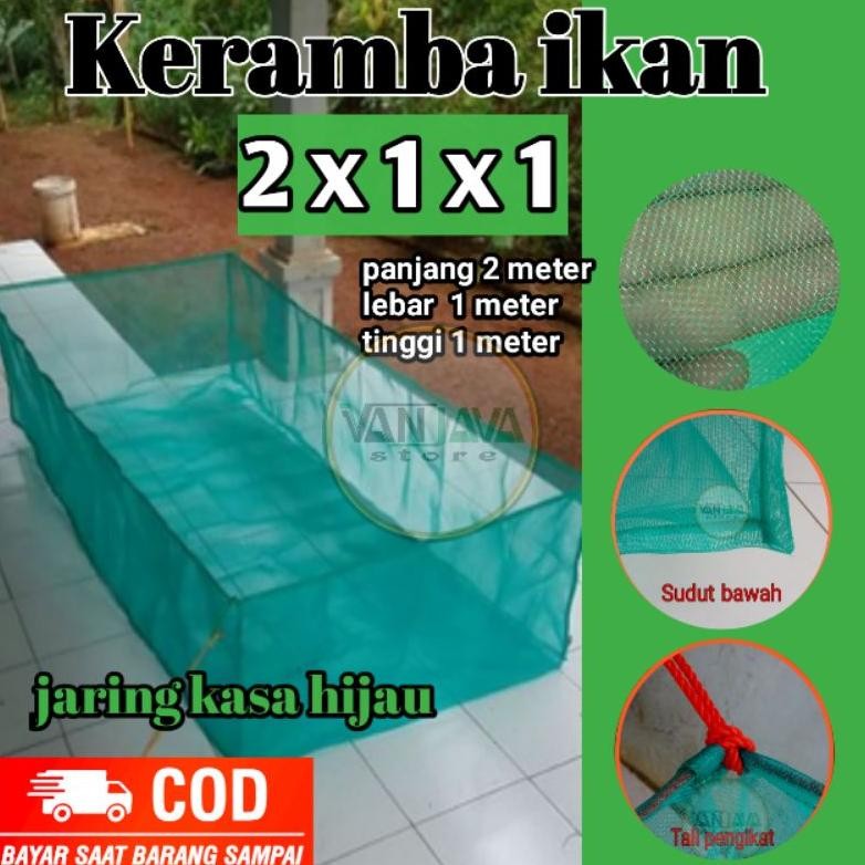 Jaring kerambah ikan nila 2x1x1 keramba siap pakai jaring sortir ikan