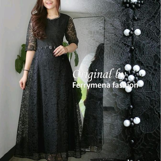 Dress Panjang Victori Brokat Baju Pesta Moderend Cantik Mewah Kebaya  Natal Kondangan Gaun Formal Wa