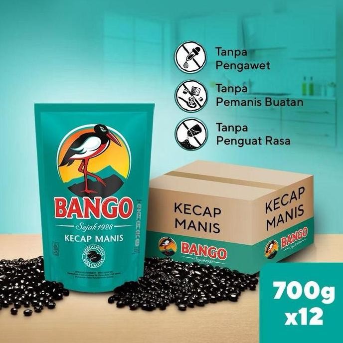 

[PROMO EXCLUSIVE] Bango Kecap Manis Kemasan Pouch Refill 700g Isi 12 (1 Karton) SS