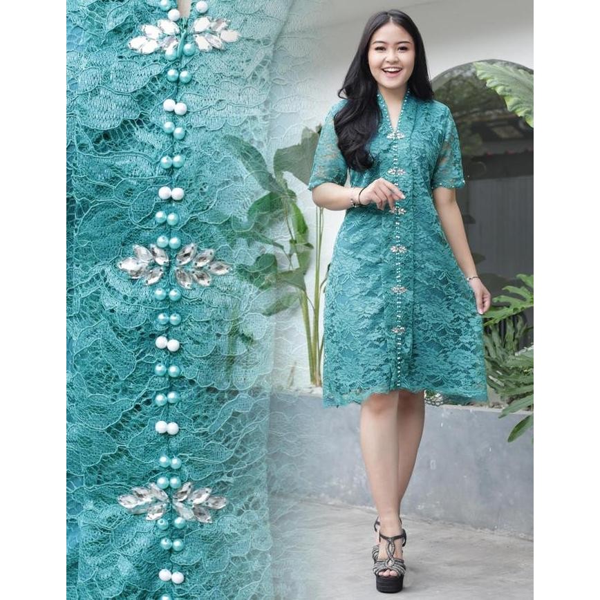 Promo Dress Natalan  Brokat Tille Payet Dress Wanita Kristen Dewasa Murah Dress Brokat Korean Style 