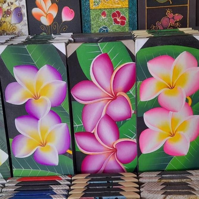 #####] Lukisan kain canvas tradisional Bunga kamboja Bali