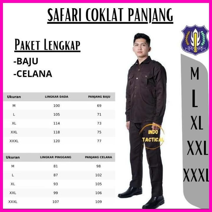 Sale Baju Seragam Safari Security Panjang, Safari Lengan Panjang Hitam Safari Lengan Panjang Coklat 
