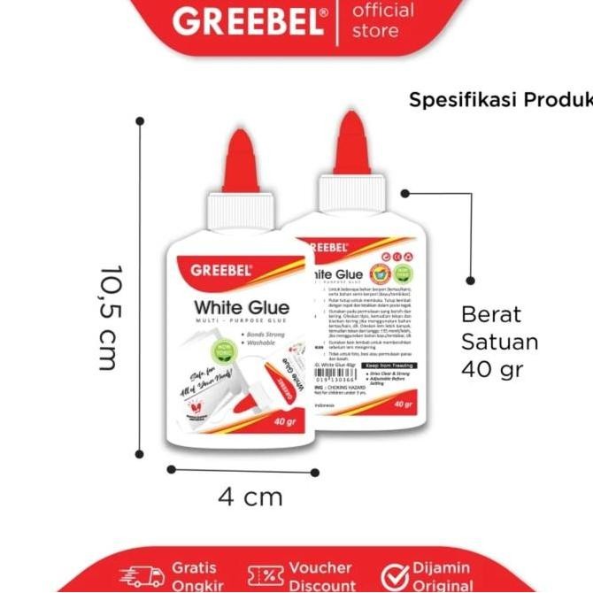 

Produk Unggulan] greebel white glue 40 gr botol anti tumpah tem putih kayu kertas prakaryaan