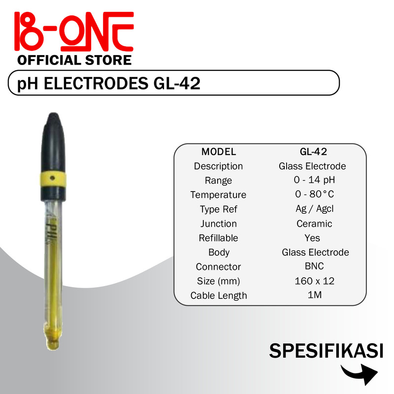 pH Meter Elektroda GL42 Glass Electrode