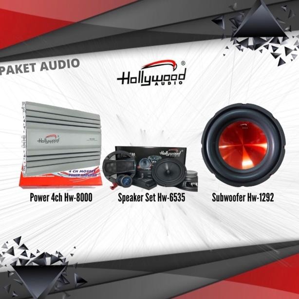Terlaris Paket Audio Hollywood( Power 4Ch+Sub 12In+Spk Split 6In)