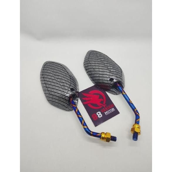 Spion Honda Beat Karbon Gagang Blue X Tanggung - Spion Karbon Variasi Honda Beat Vario Scoopy Supra 