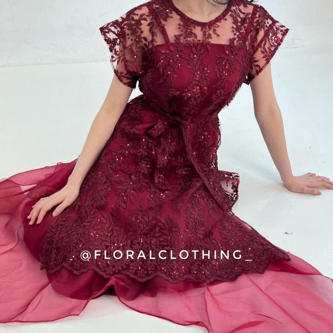 F351 Dress wanita kondangan bridesmaid pesta mewah bahan premium