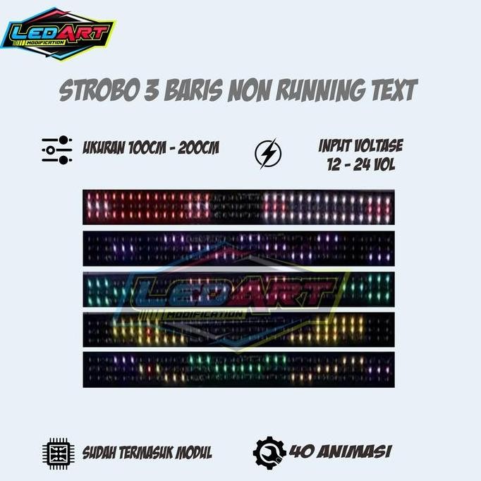 Strobo 3 Baris Non Running Text Lampu Led Fleksibel Car Truk