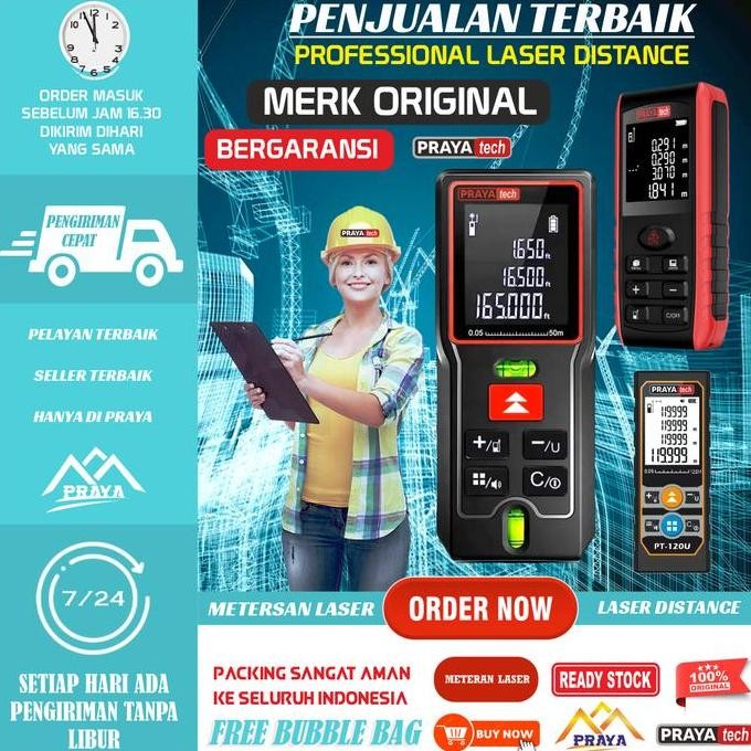 100M Laser Distance Meter / Meteran Laser Prayatech 100 Meter Digital