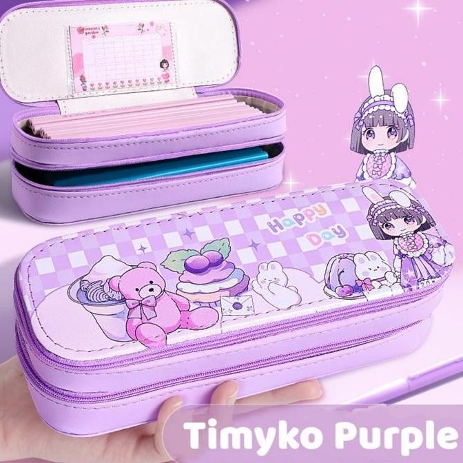 

original kotak pensil 2 susun motif kelinci kartun lucu tempat pulpen 2 layer korean style