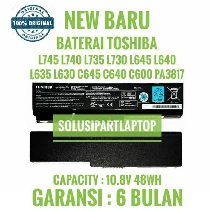 Original Baterai Toshiba Pa3817 C640 C645 L635 L640 L645 L735