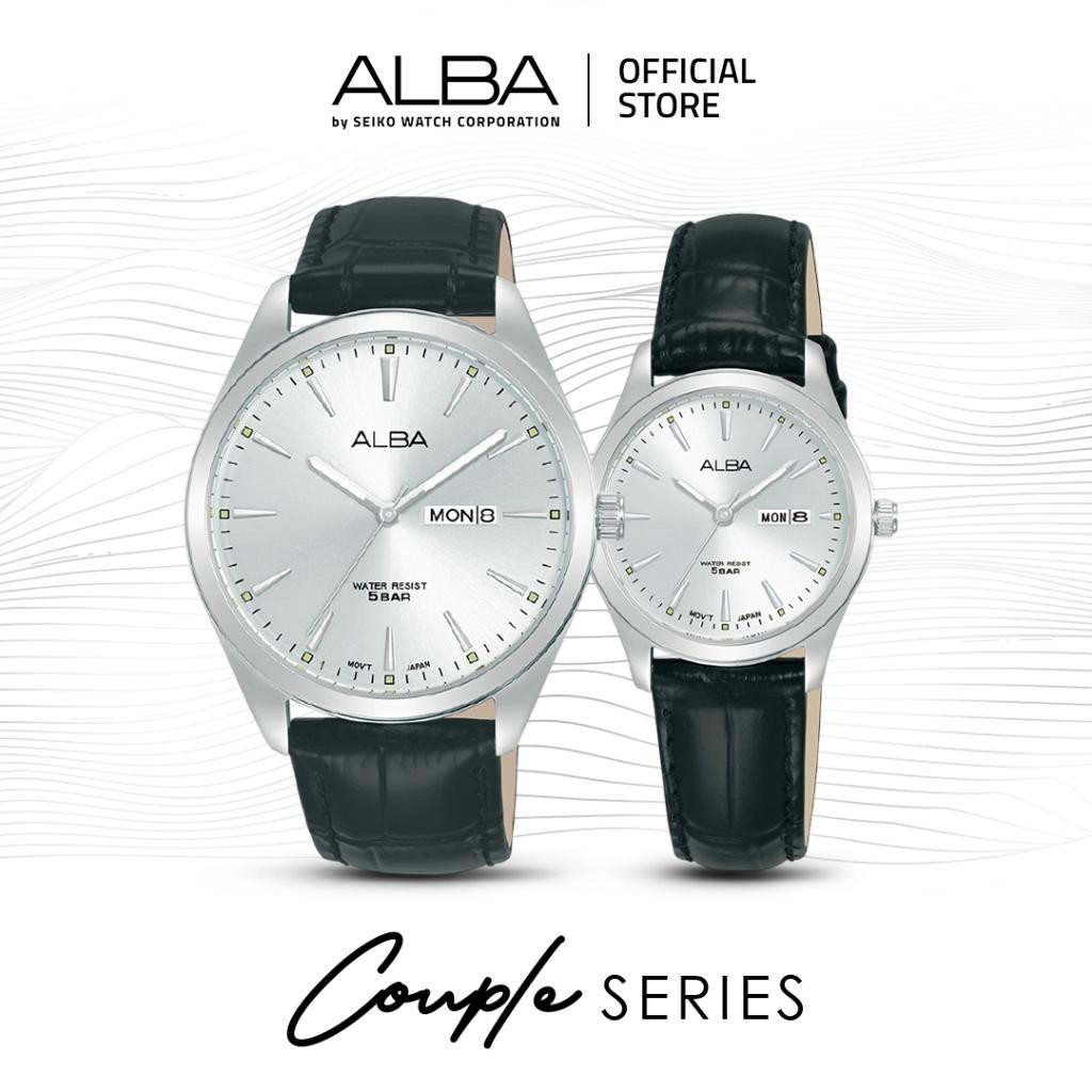 Zjs Jam Tangan Couple Kulit Alba Aj6193 & An8089 Quartz