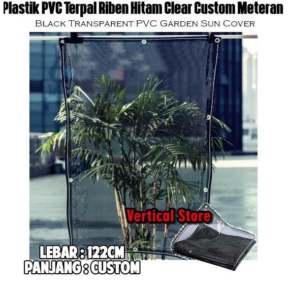Tirai Outdoor Anti Panas / Krei Hitam Transparan PVC Custom Meteran