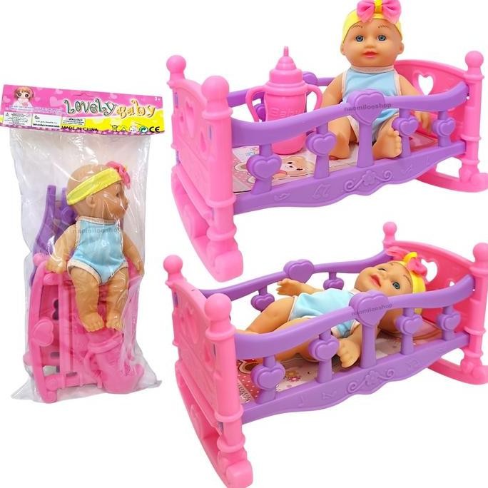 Mainan Tempat Tidur Bayi Sleeping Baby Mainan Anak  perempuan mainan boneka bayi madi50