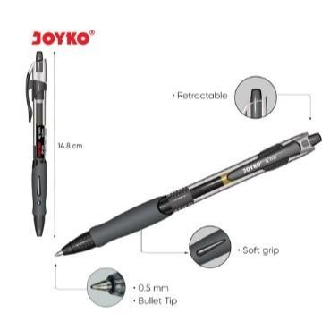 

Sp Pulpen Joyko Gel Cetek Q Gel G P-265 (1Pak -12Pcs) Hitam Stationery Merah