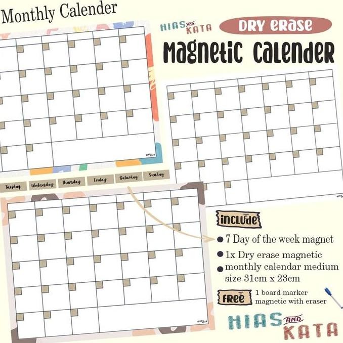 

Magnetic Planner Monthly Calender Flexible Monthly Planner Medium Size