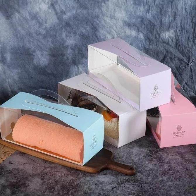 (Kk37) Kotak Kue Roll Dengan Gagang/Box Kue Gulung