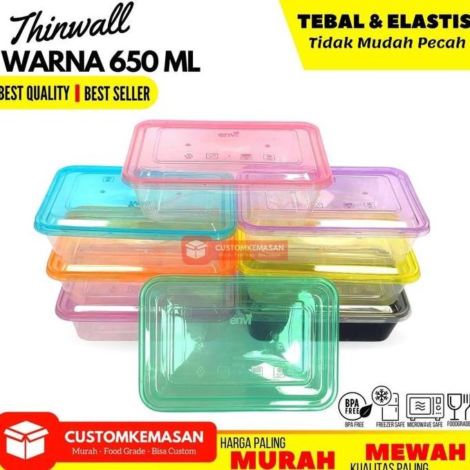 Thinwall 650 Ml Warna / Lunch Box Plastik / Wadah Plastik / Thinwall Special Edition Warna / Food Co