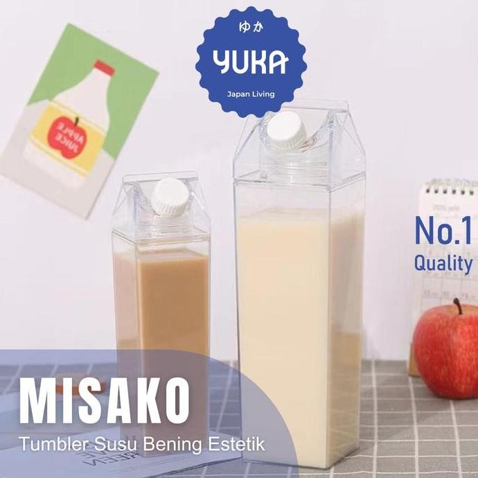 Yuka Botol Bentuk Kotak Susu Akrilik Transparan Tumblr Kulkas Estetik