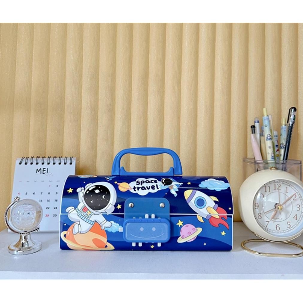 

(passcode) kotak tepak tempat pensil alat tulis pencil stationary case dengan kunci pin pasword passcode motif gambar karakter kartun lucu untuk anak laki laki cowok perempuan