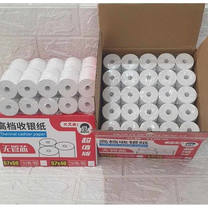 

50 ROLL KERTAS THERMAL 57X40/KERTAS STRUK KASIR 58X40MM/ISI 50 ROLL ORIGINAL DAN TERPERCAYA