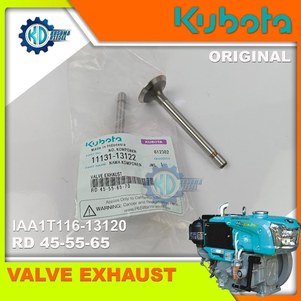 VALVE EXHAUST RD 45-55-65 - KLEP EX - KATUP BUANG -  DIESEL KUBOTA 65 - SPAREPART KUBOTA - ORIGINAL 