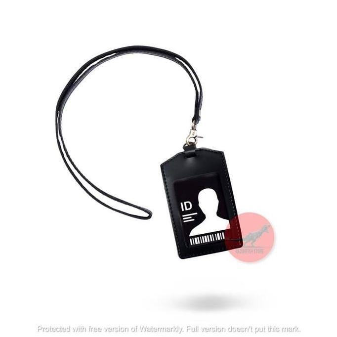 

Id Card Holder Kulit Pu Hitam Souvenir Patuk Name Tag Gantungan Elegan Original