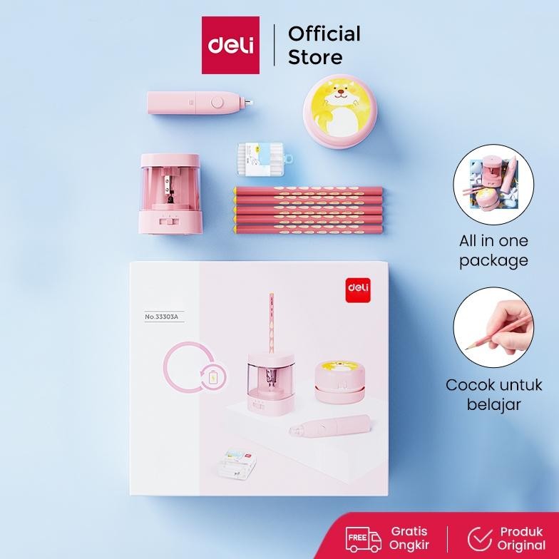 

Deli Electric Stationery Set / Set Alat Tulis Elektrik Rautan Penghapus Vacuum Pensil 5 In 1 33303A