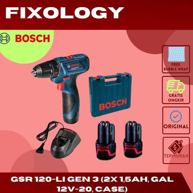 BOR TANGAN GSR 120 LI + BATERAI / BOR TANGAN BOSCH ORIGINAL DAN TERPERCAYA