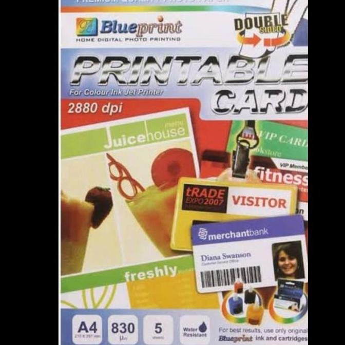 

Pvc Card Blueprint Isi 5 Set / Bahan Cetak Id Card Polos Original