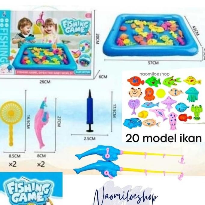 Murah Mainan FISHING GAME + ALAS BALON PANCING IKAN mainan pancingan ikan DUS kado unik madi50 Seger