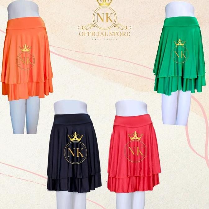 Rok Susun 2 Layer Panjang - Jersey - Line Dance Belly Dance, Senam Zumba, Sepeda.