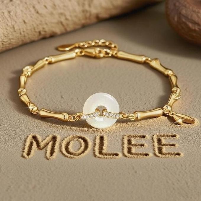 Baru Gelang Wanita Giok Hetian Bermotif Bambu Edisi Pembawa Doa Keselamatan Dan Kebahagiaan