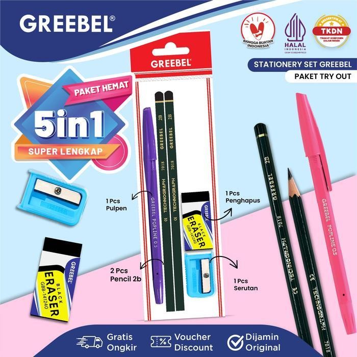 

SWG GREEBEL Pulpen Pensil Set Alat Tulis Anak Sekolah (PAKET TRY OUT) / Penghapus dan Rautan Stationery Set Paket Alat Tulis