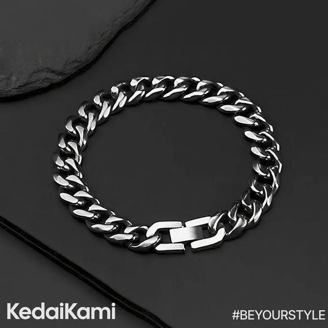 Baru Gelang Rantai Pria Titanium Warna Silver / Gelang Pria Rantai Titanium Silver Stainless Steel
