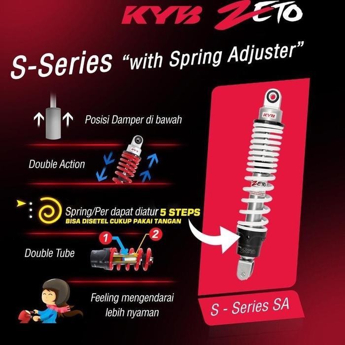Shockbreaker Belakang Kyb Zeto Vario 125 Spring Adjuster Kyos-Zt5061Pr Original Dan Terpercaya
