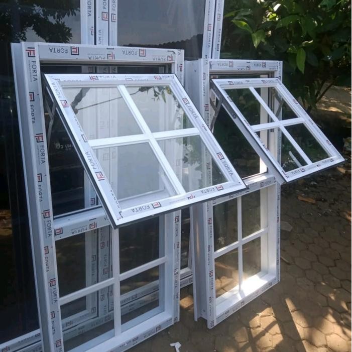 Jendela Aluminium Ornamen (100X55) Hitam Putih Kaca Original Dan Terpercaya
