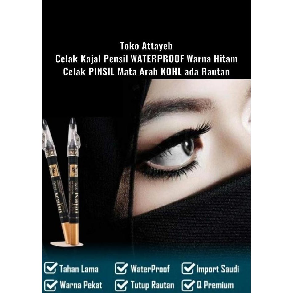 12 Biji Celak Kajal Pensil Waterproof Warna Hitam Perlusin Celak Kajal